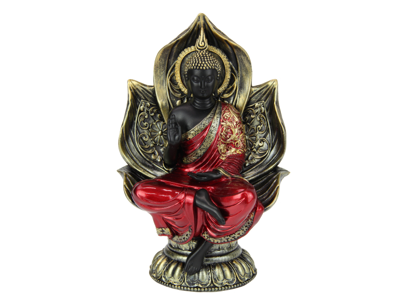 26cm Buddha in Lotus Seat Red Gloss