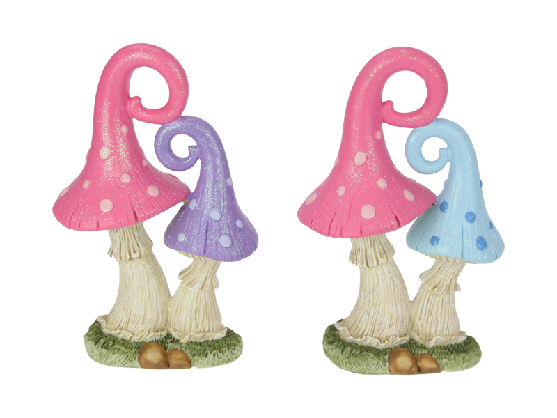 22cm Twin Fairy Mushroom 2 Asstd