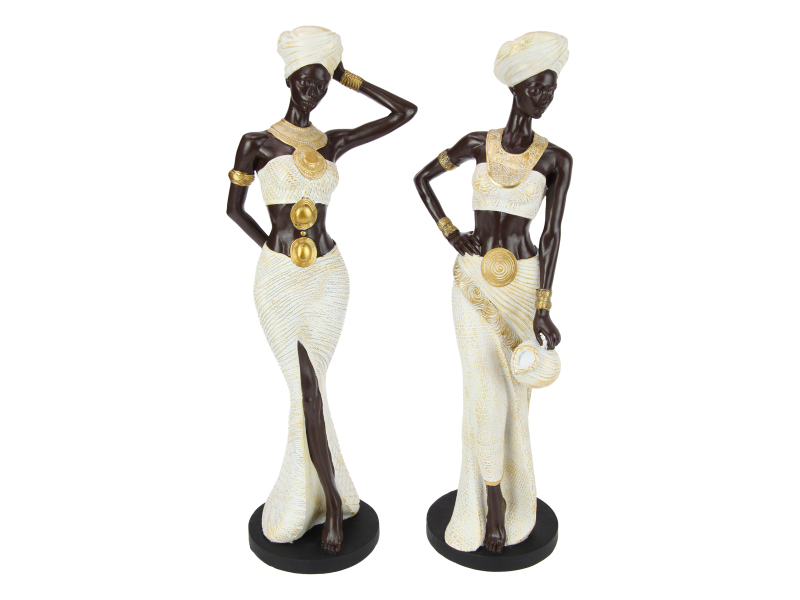 38cm Standing African Lady with Gold 2 Asstd