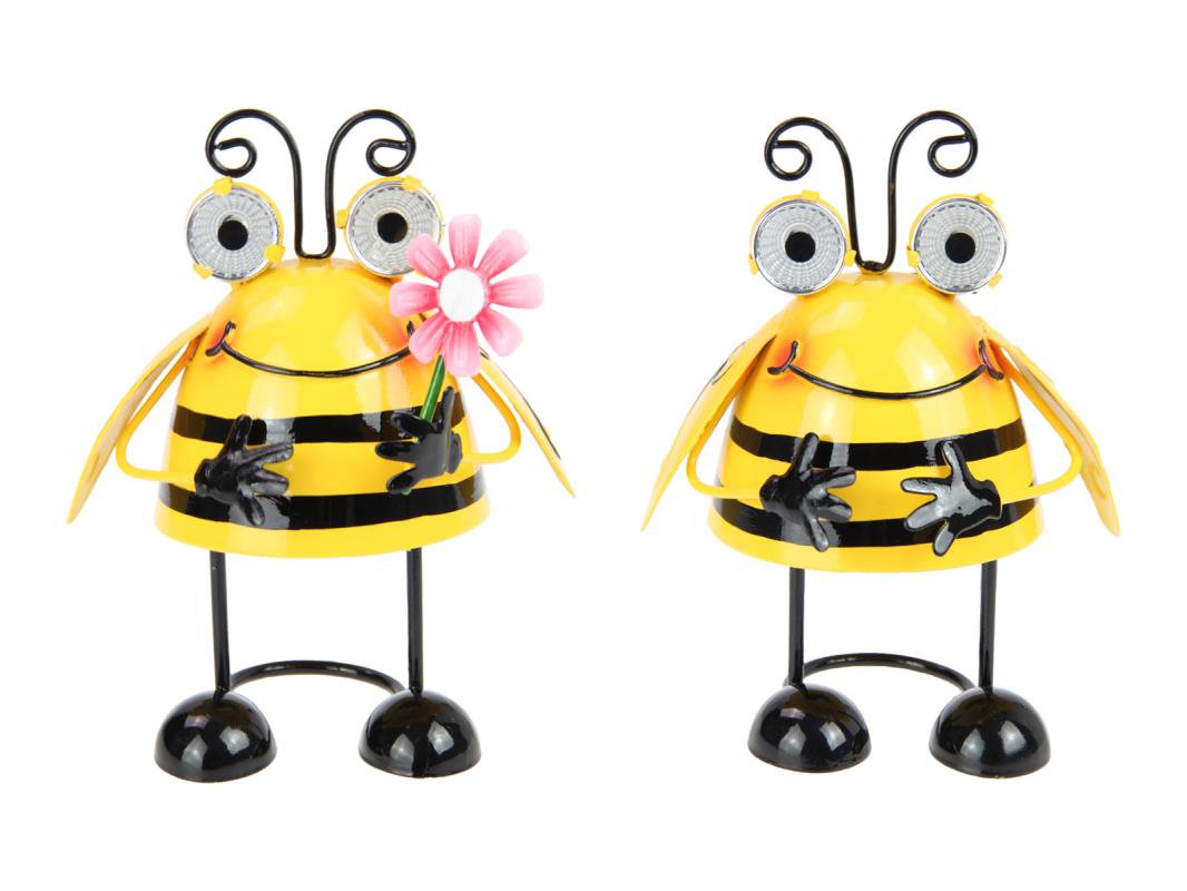 17cm Solar Eye Metal Bee Garden 2 Asstd