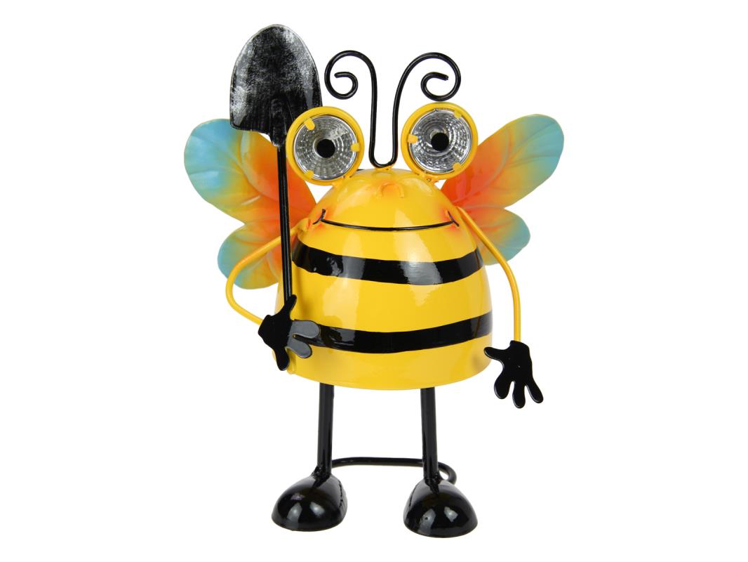 26cm Metal Bee Garden Art with Solar Eyes