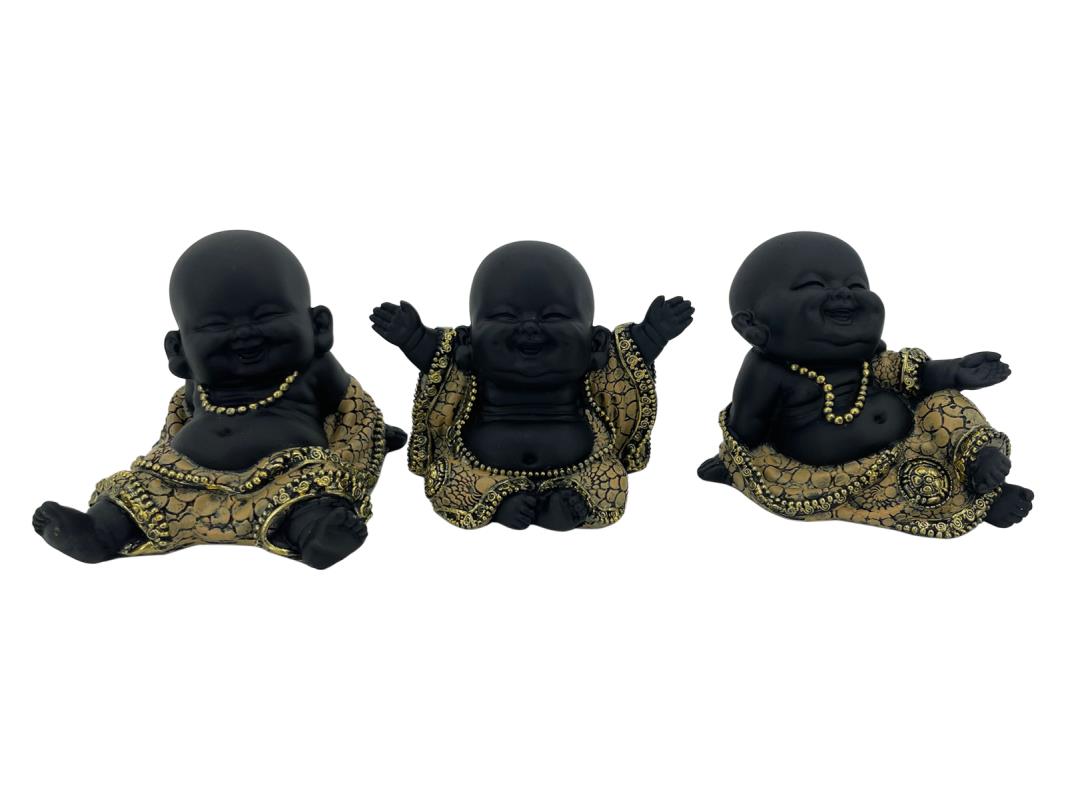 8cm Happy Cute Buddha in Tan Pebble Finish