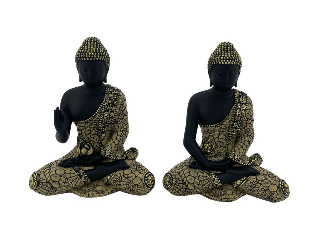 19cm Sitting Rulai Buddha with Pebble Pattern Finish