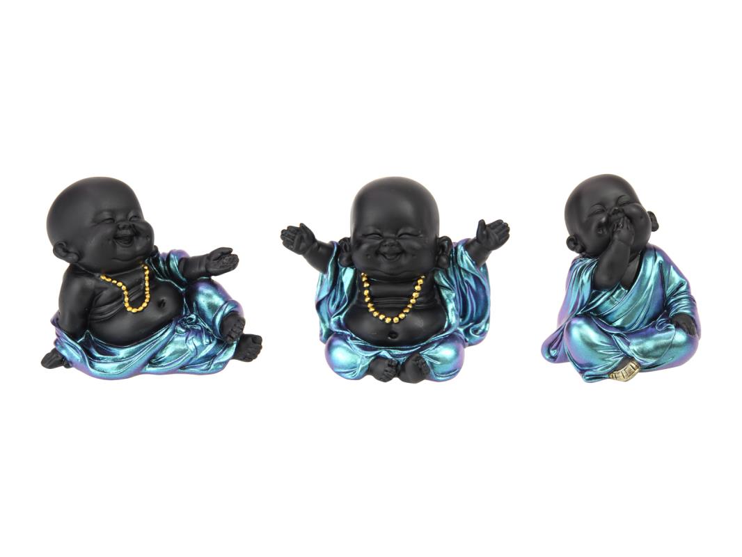 8cm Happy Cute Buddha in Shiny Finish 3 Asstd