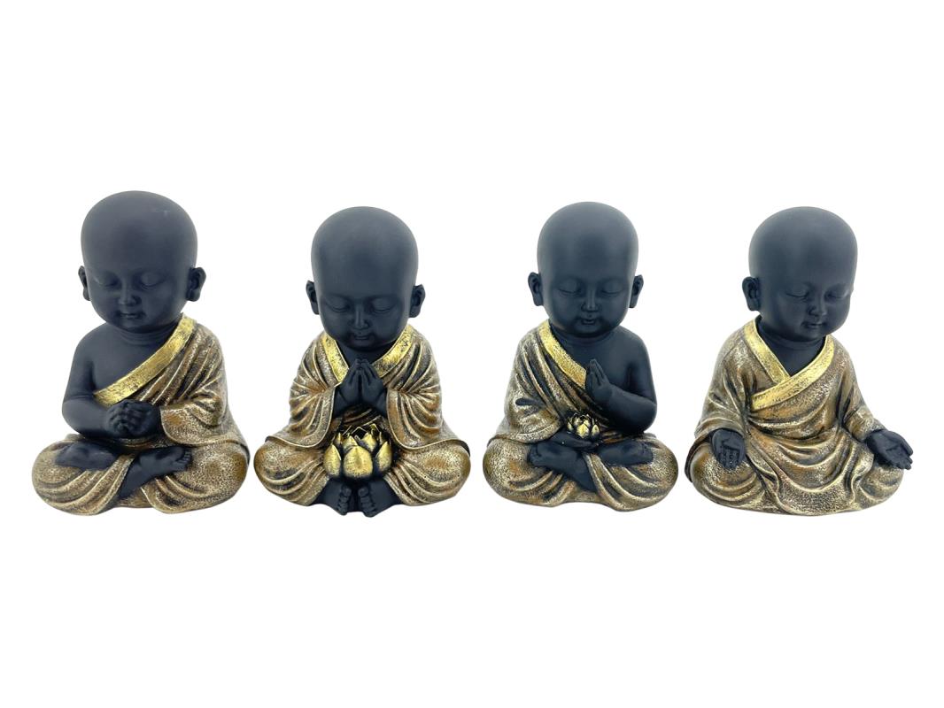 10cm Sitting Buddha Monk 4 Asstd