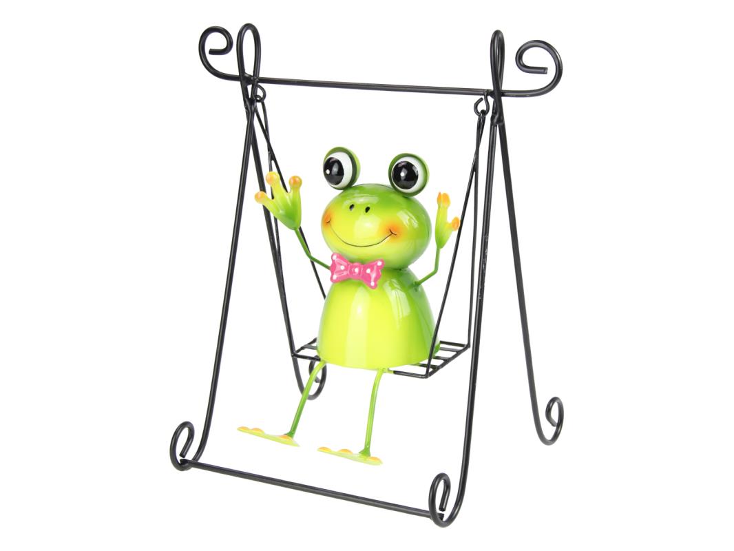 30cm Metal Frog on Swing Garden Art