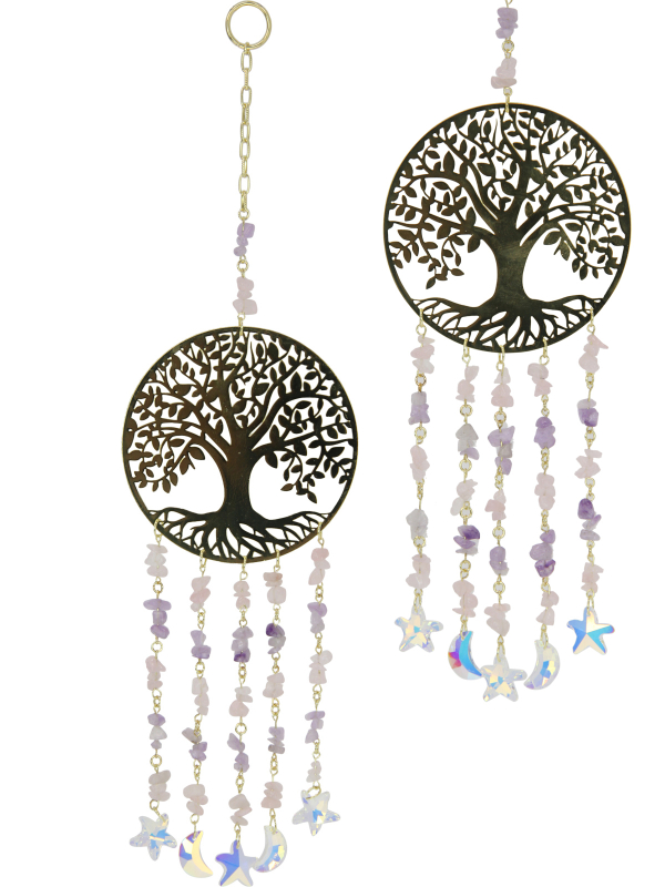 37cm Gold Tree of Life with Amethyst Hanger