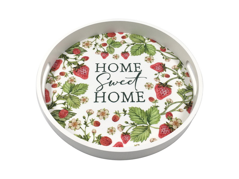 30cm Round Tray with Epoxy Strawberry Design Finish