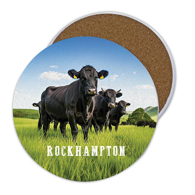 Set of 4 Ceramic Round Coaster 10cm (Gift Box) Cow Pastures