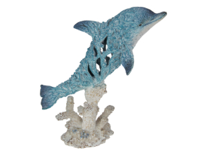 28cm Dolphin with Blue & White Coral Design