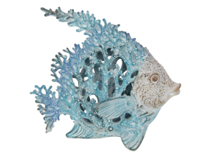 18cm Fish with Blue & White Coral Design