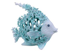 18cm Fish with Aqua Coral Design