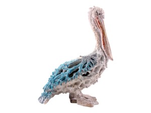 35cm Standing Pelican with Coral Design