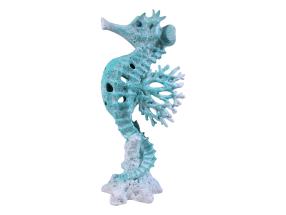 40cm Seahorse with Aqua Coral Design