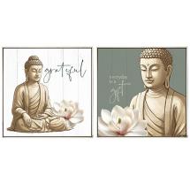 75x75cm Framed Canvas with Buddha Design 2 Asstd