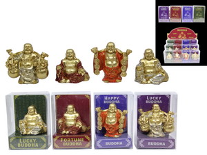 9cm Lucky Buddha Figurine 4 Asstd (12=Free Display box)