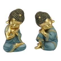 19cm Sitting Rulai Resting Buddha in Premium Sage Blue Finish 2 Asstd