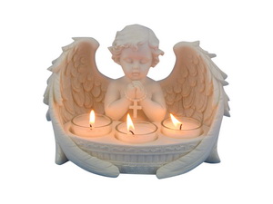 21cm Praying Cherub with 3 Tealights