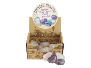 3cm Crystal Love Hearts 4 Asstd- Amethyst, Rose Quartz, Quartz & Fluorite (30=Free Display)