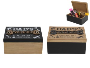 23cm Dads Workshop Wooden Box 2 Asstd