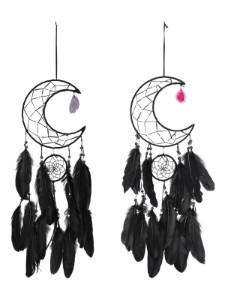 20cm Black Half Moon Dream Catcher with Agate Slice 2 Asstd
