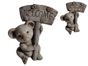 42cm Garden Koala with Welcome Solar Light Up Sign