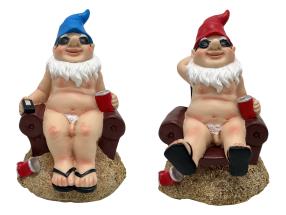 22cm Sitting Naked Gnome on Couch 2 Asstd