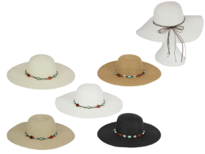 42cm Fashion Hat with Decor Beads 5 Asstd