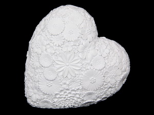 14cm White Floral Heart
