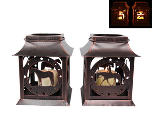 22cm Rustic Metal Horse Lanterns 2 Asstd
