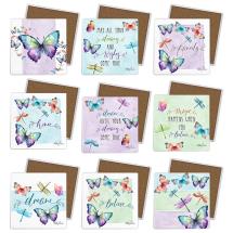 10x10cm Ceramic Coaster with Butterfly & Dragonfly Design by Kelly Lane 9 Asstd (72=Free Display)