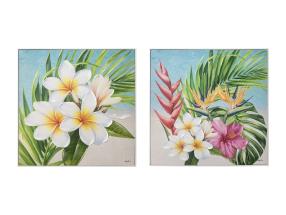 75x75cm Framed Canvas Print with Frangipani Design by Kelly Lane