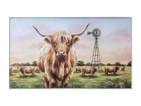 70x100cm Framed Canvas Print with Highland Cow Design by Kelly Lane