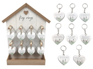 4cm Inspirational Heart Keyring on Display House 8 Asstd (32=Free Display)