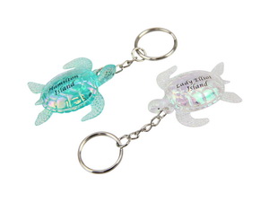 Custom "Insert Text" Acrylic Turtle Keyring 2 Asstd
