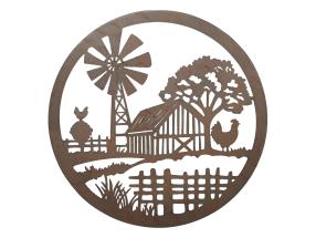 40cm Round Metal Farmyard Wall Art