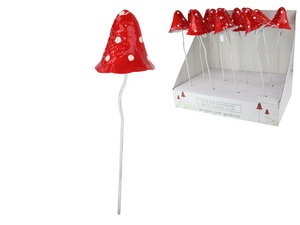 49cm Red Mushroom Metal Garden Stake (12=Free Display)