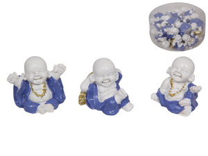 Miniature Blue/White Buddha 3 Asstd