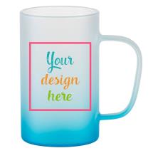 450ml Glass Beer Mug with Blue Frosting *Add Custom Design or Text*