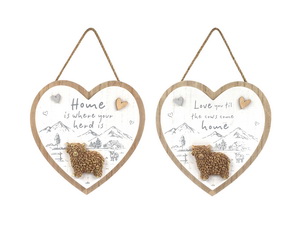 20cm Hanging Plaque with Highland Cow Design 2 Asstd