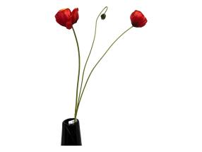 77cm 2 Head Orange Poppy Stem