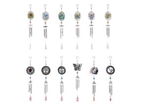 Small Wind Chime Mixed Pack of Spiral Spinner & Glass Design 12 Asstd *Special Bulk Buy Price MOQ=48*