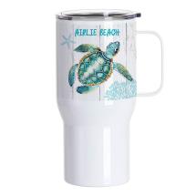 650ml Stainless Steel Tumbler Lid & Handle with Starfish Turtle Design by Kelly Lane