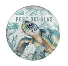 5cm Glass Dome Magnet Coastal Turtle Design by Kelly Lane